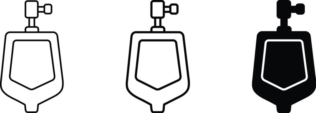 Bathroom urinal and plumbing washroom vector icons