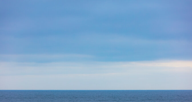 View of vast blue ocean and sky at dusk, Long Beach Peninsula