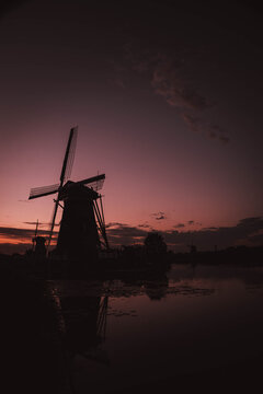 windmill at sunset