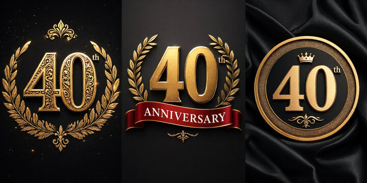 Elegant forty anniversary celebration design with laurel wreath and crown elements