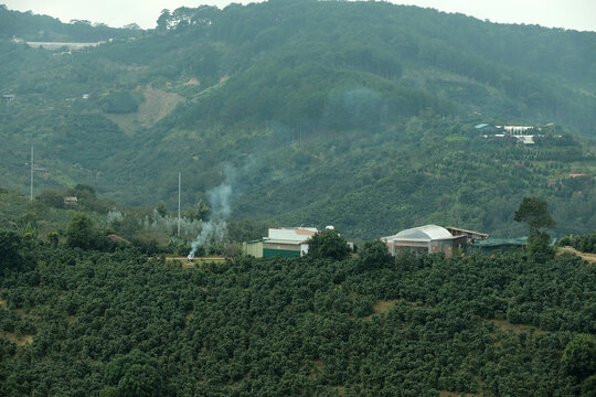 Typical landscape of the Central Highlands captured in the suburbs of Cau Dat, Da Lat, Vietnam.