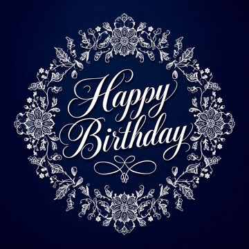 Elegant white floral design happy birthday greeting card message illustration