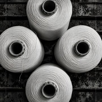Large White Yarn Spools for Textile Manufacturing