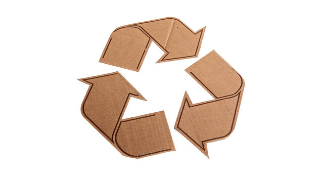 Cardboard reuse recycle sign symbol ecological environmental conservation isolated on transparent background
