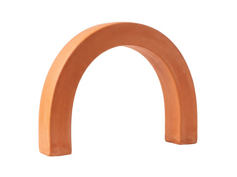 Minimalist terracotta clay arch ceramic decorative element