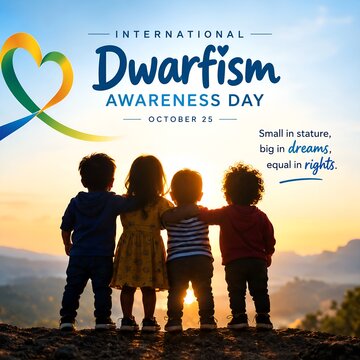 Children standing together for dwarfism awareness day