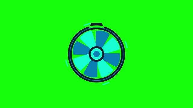 Blue Cooling Fan Animation Icon on Green Screen Background