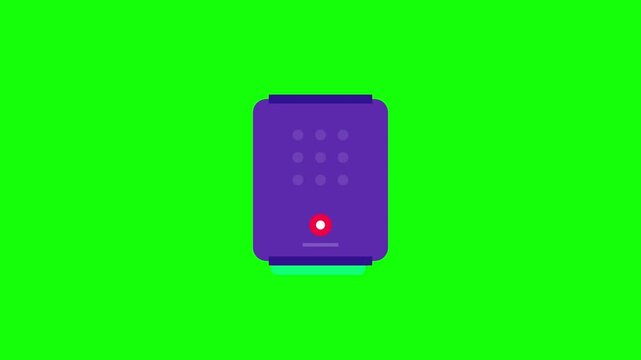 Flat animation icon card reader on green screen