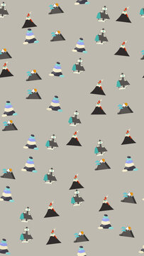Stylized mountain and volcano pattern