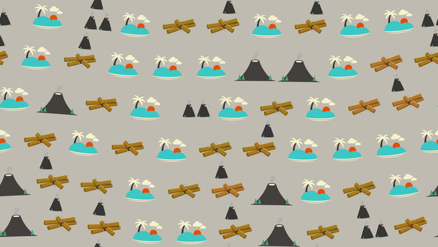 Tropical Island and Volcano Pattern