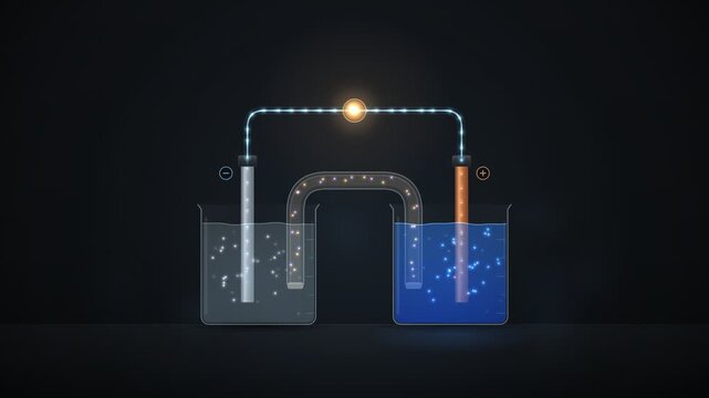 Galvanic Cell Electron Flow Through Wire and Salt Bridge Seamless Loop