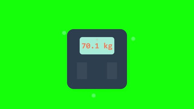 Digital body weight scale icon animation green screen 69.7 kg