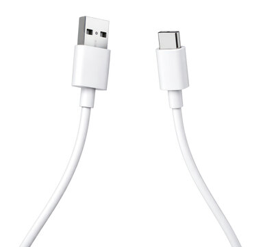 PNG White USB-C to USB cable on white background