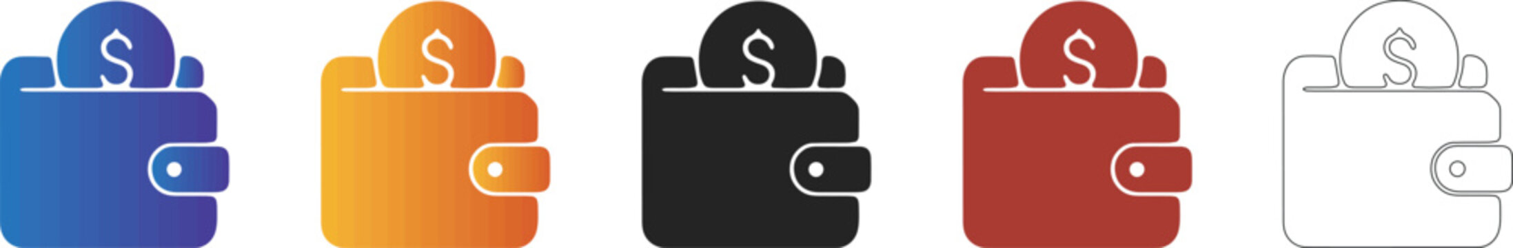 Wallet with dollar symbol icon on transparent background