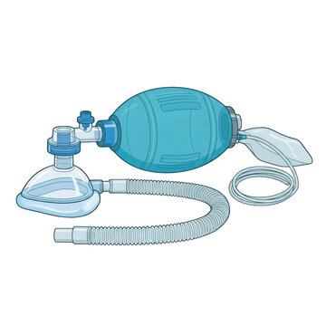 A bag valve mask bvm resuscitator, also known as a ambu bag, used in emergency medical care to provide artificial ventilation isolated on transparent background