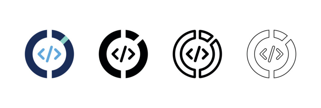 Coding and Programming Circle Icon Set for Software Development