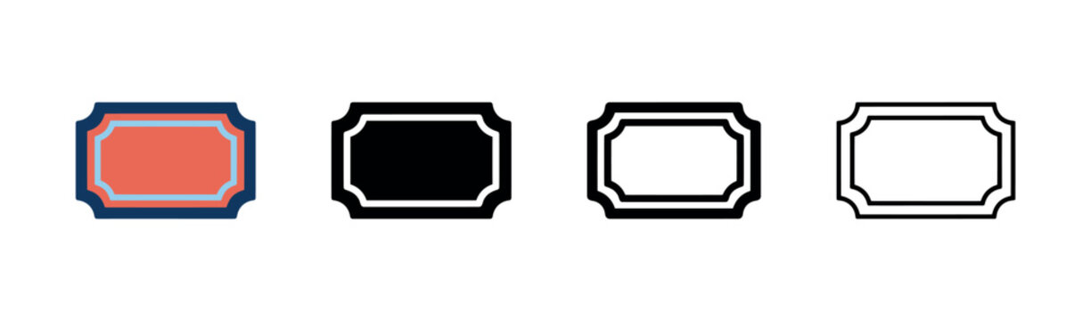 Ticket or voucher icon set for cinema and event admission