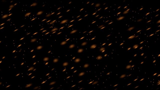 Wind swept fire sparks overlay on black background