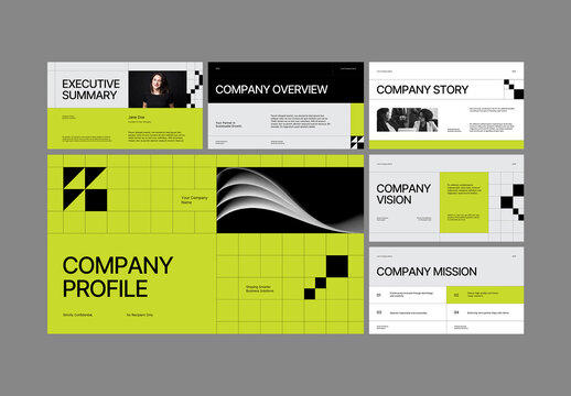 Neon Green Black Modern Company Profile Presentation
