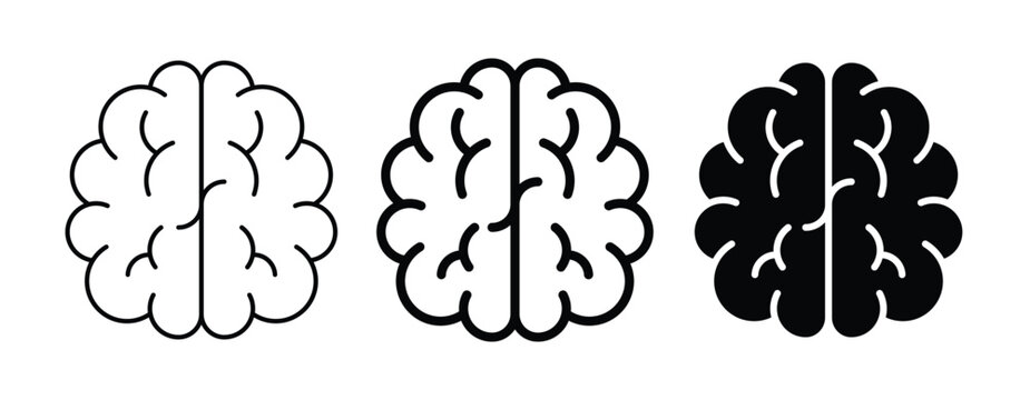 Brain simple icon set. Human brain symbol. Vector