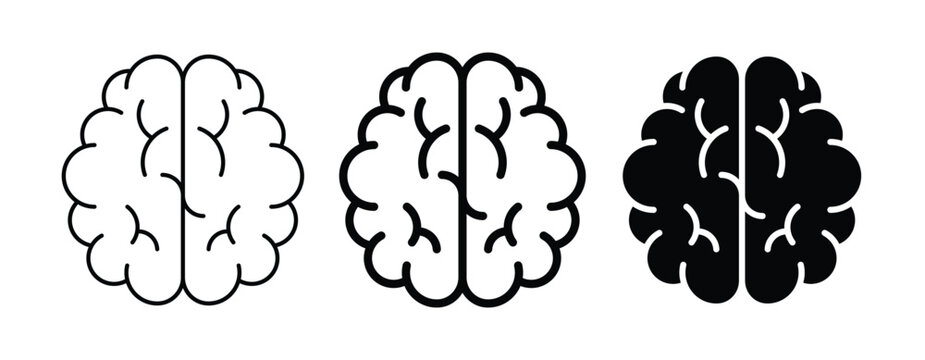 Brain simple icon set. Human brain symbol. Vector