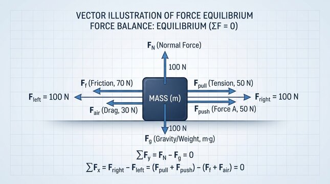 Physics Vector Diagram Representing Force Equilibrium and Balance of Forces