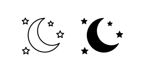 Night sky with crescent moon and stars, nighttime celestial weather elements. © Ahmadhassan