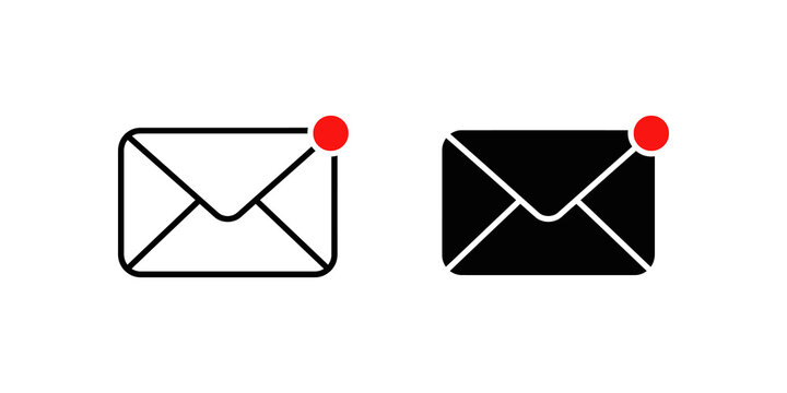 Unread email message notification flat icons for digital communication apps.
