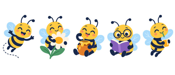 Obraz premium Cute bee characters illustration