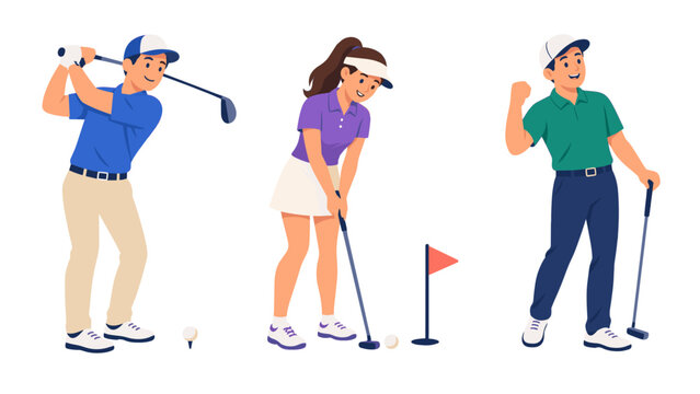 People playing golf illustration