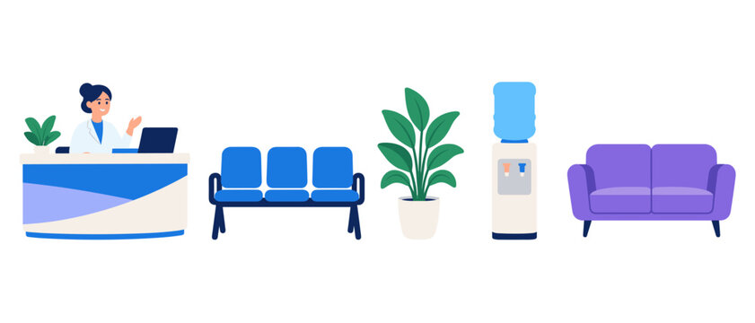 Waiting room furniture illustration