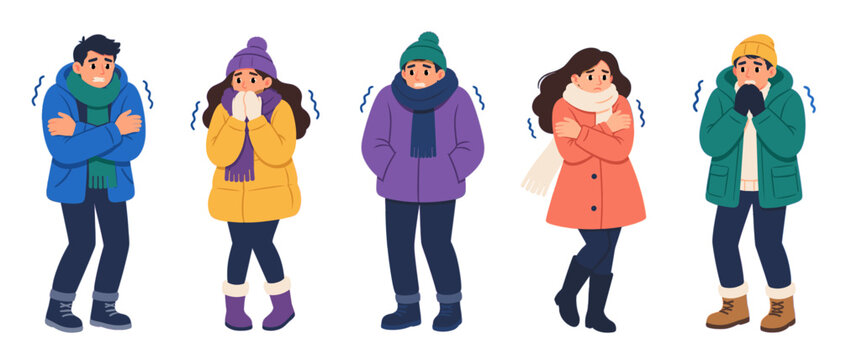 People feeling cold illustration