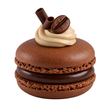 Chocolate Coffee Macaron with Coffee Cream and Roasted Coffee Bean
