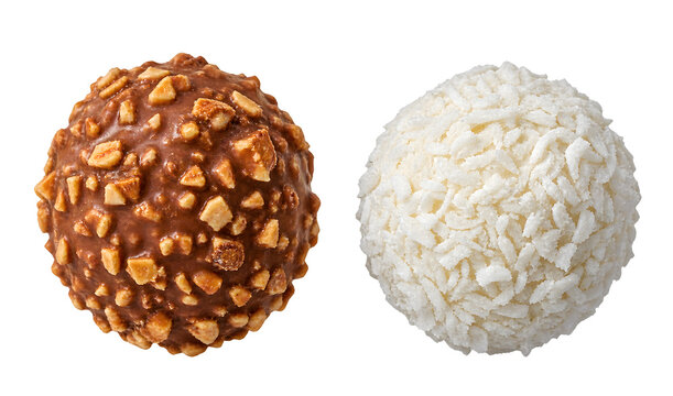 Assorted Chocolate and Coconut Truffles Isolated on Transparent Background