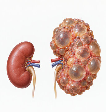 Polycystic Kidney Disease Compared With Healthy Kidney