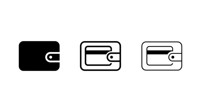 Wallet icon set for finance and payment isolated on transparent background