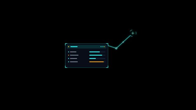 Minimalist Custom JavaScript Coding Dashboard UI Element; ideal for software development tutorials, technology corporate videos, and cyber security presentations.