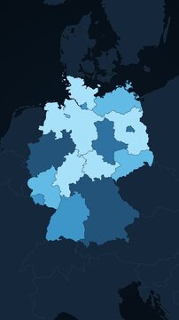Germany states choropleth map with changing data loop vertical video