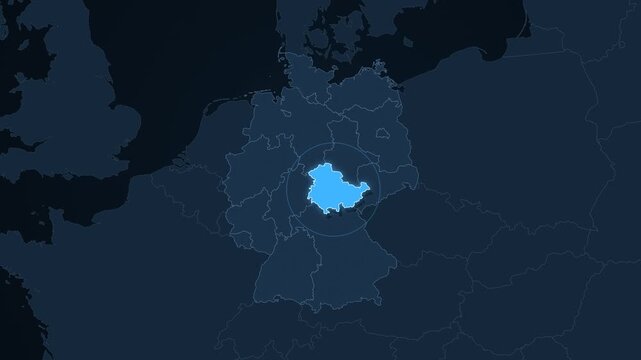 Thuringia highlighted on a map of Germany