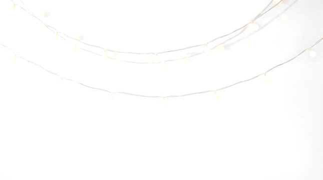 Fairy lights on thin wire with warm glowing bulbs for festive decor in PNG, Transparent and Black Background Versions