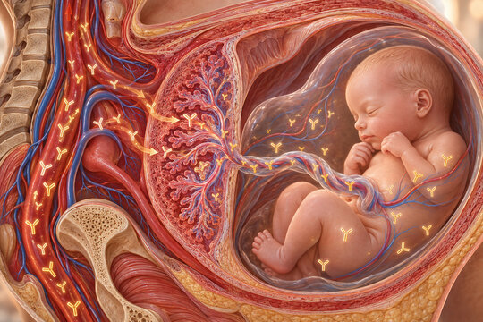 Passive Immunity Transfer Through Placenta to Developing Fetus