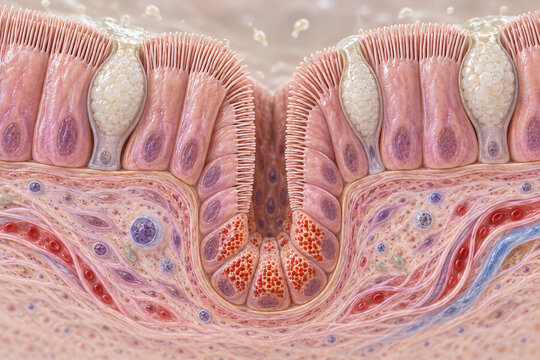Intestinal Epithelium With Goblet and Paneth Cells