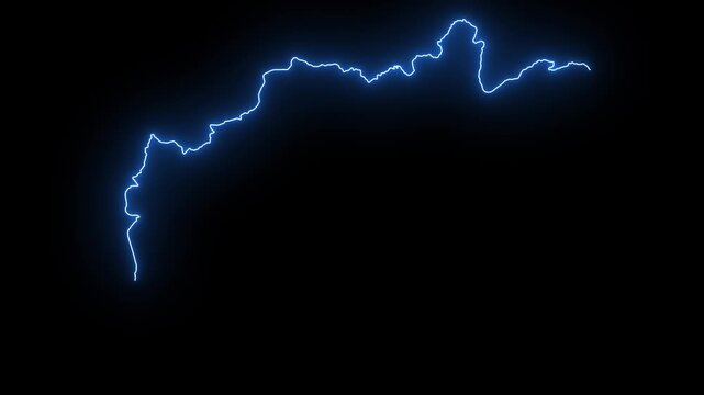 Afghanistan Animated Map Hand Drawn Neon Glow Outline, Sketch Line Art.
