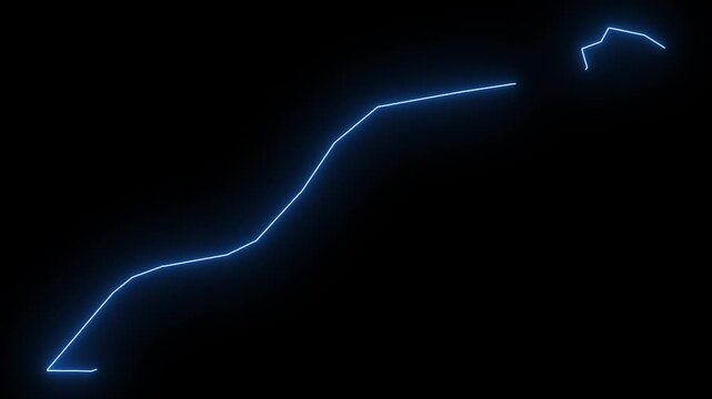 Anguilla Animated Map Hand Drawn Neon Glow Outline, Sketch Line Art