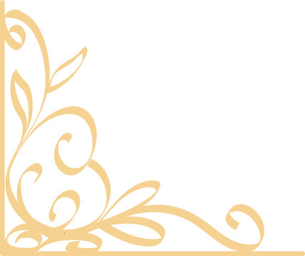 Decorative floral corner element with flowing curves and stylized leaves in a soft beige hue