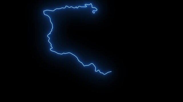 Armenia Animated Map Hand Drawn Neon Glow Outline, Sketch Line Art.