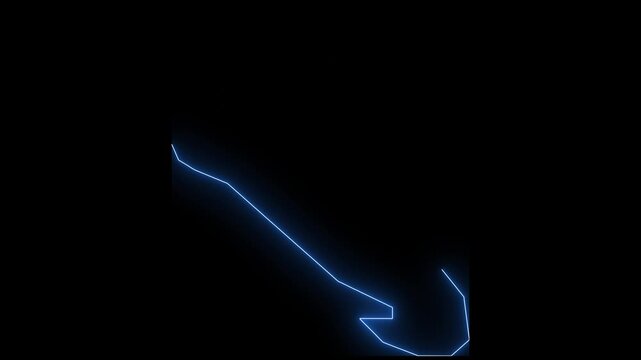 Aruba Animated Map Hand Drawn Neon Glow Outline, Sketch Line Art.