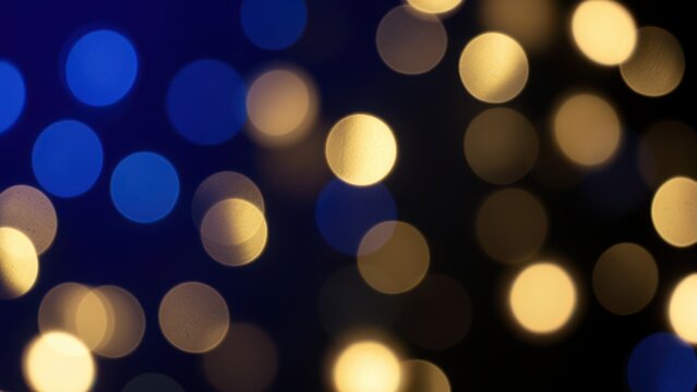 ethereal bokeh background banner with royal blue gold and black bokeh lights for versatile advertising overlay