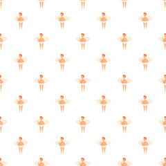 Fototapeta premium Cartoon cherub figures with wings creating a repeating background design