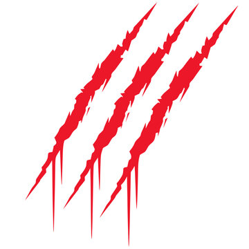 Three red bloody animal claw marks scratches vector illustration